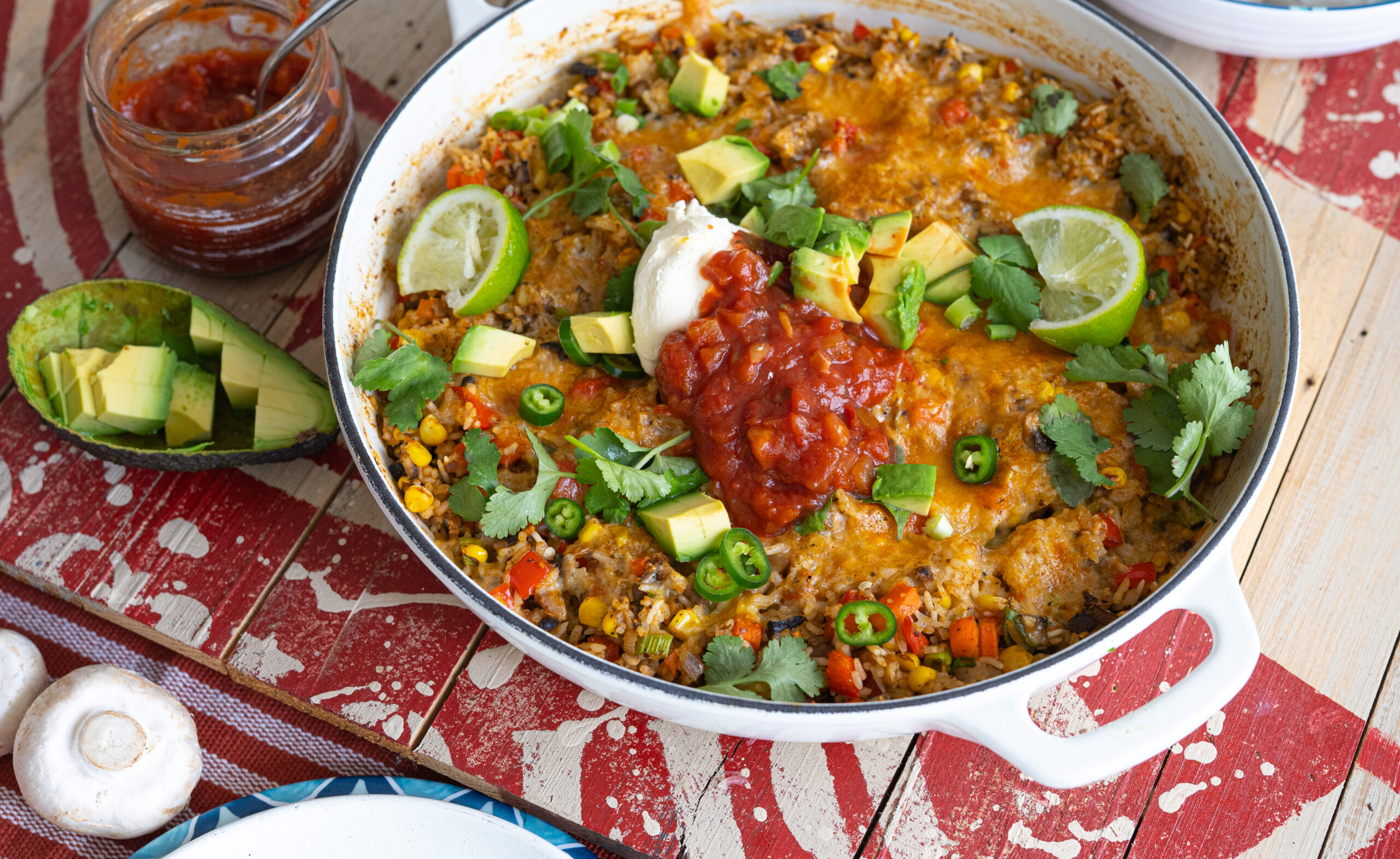 One Pan Mushroom Mexican Rice