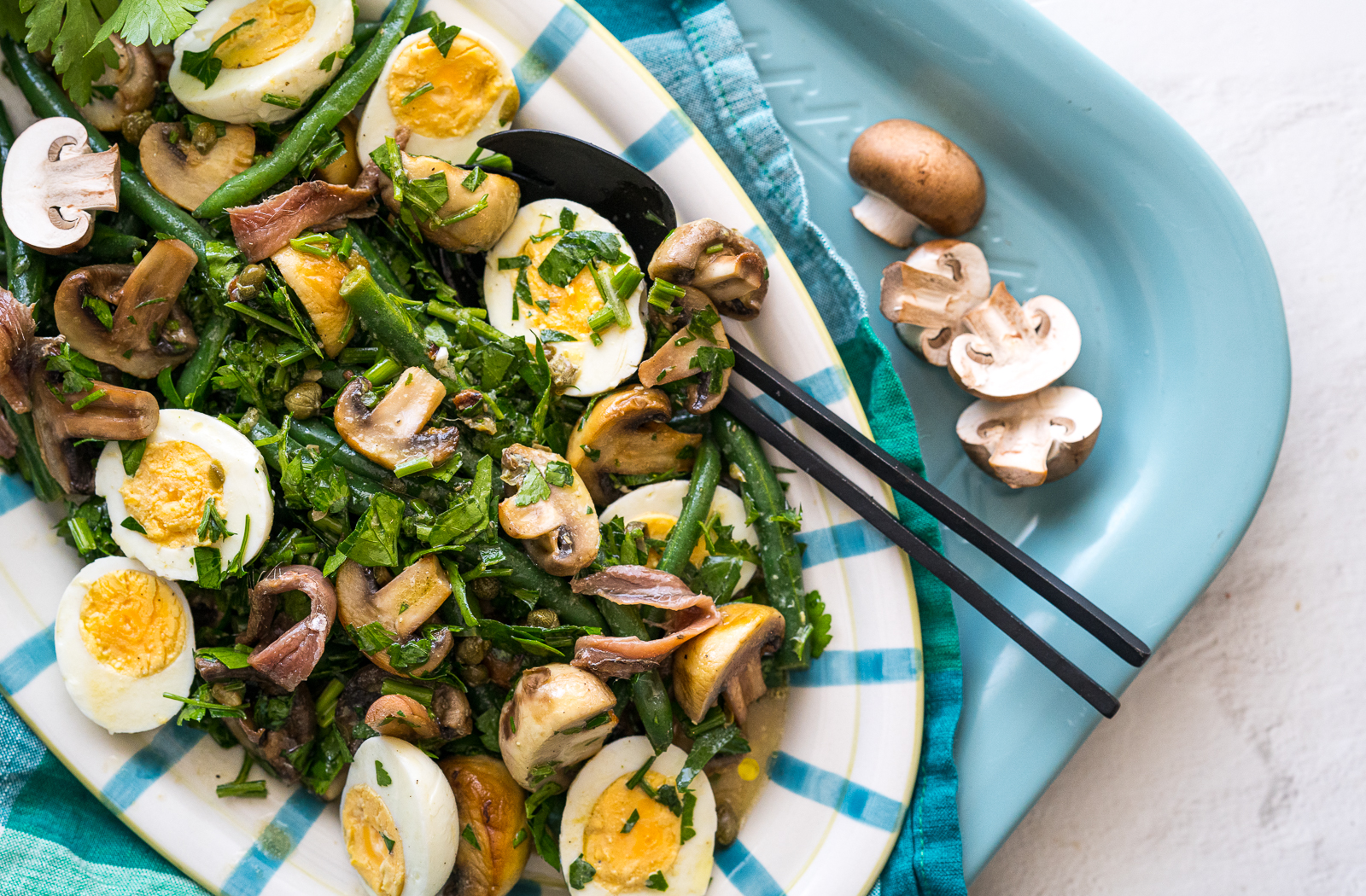 French Mushroom, Egg & Bean Salad